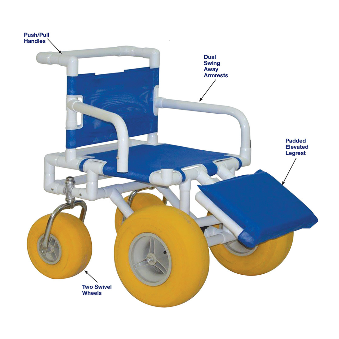 MJM International All Terrain Transport Wheelchair with Elevating Leg Rests